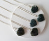 Real Moss Agate Crystal Heart Pendant, Genuine Heart Shaped Necklaces, Polished Gemstone Charm