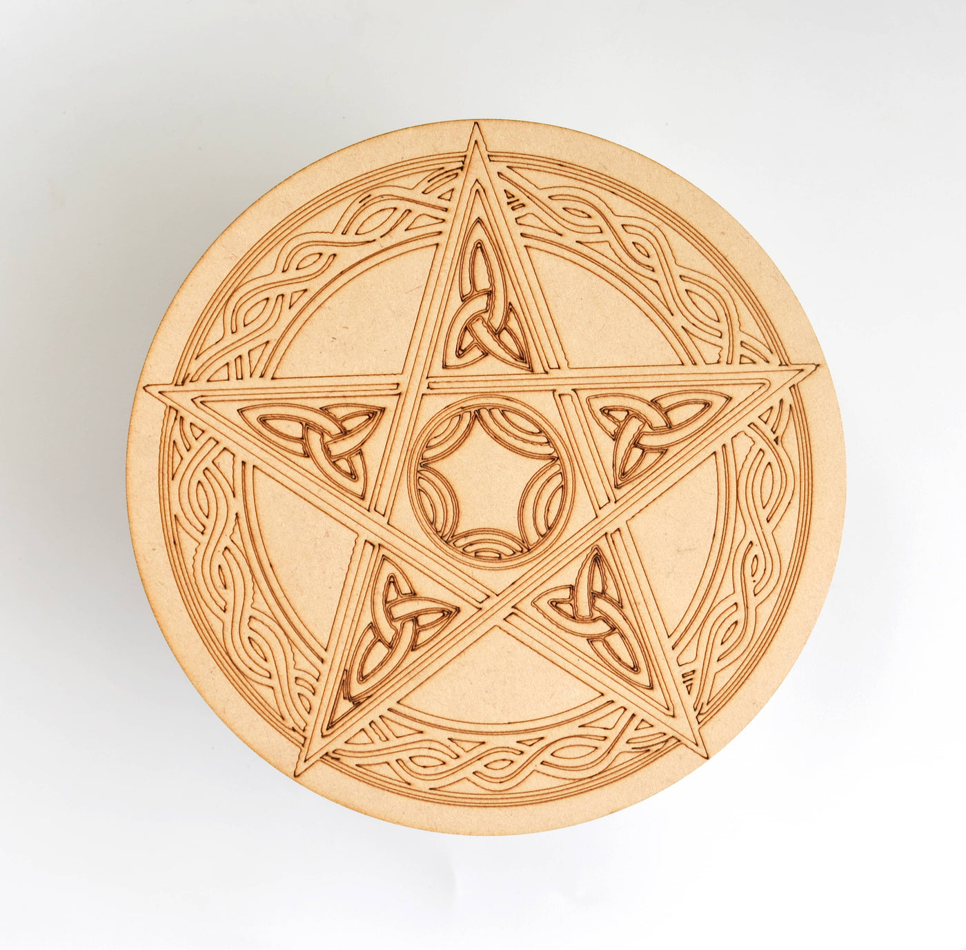 Pentacle Crystal Grid Board, 6" Wooden Crystal Grid Plate