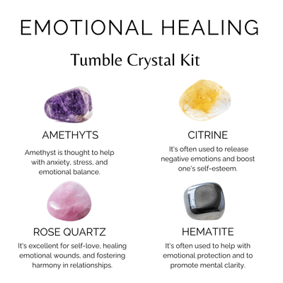 EMOTIONAL HEALING Crystal Kit, Gemstone Tumble Kit, Emotional Healing Crystal Gift Set