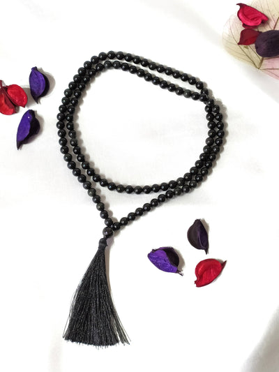 Black Obsidian Gemstone Mala, 108 Prayer Bead Mala.