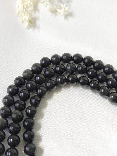 Black Obsidian Gemstone Mala, 108 Prayer Bead Mala.