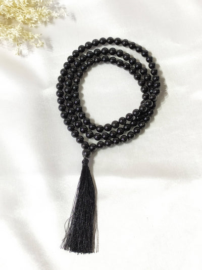Black Obsidian Gemstone Mala, 108 Prayer Bead Mala.