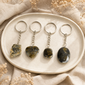 Labradorite Key Chain, Gemstone Keychain Crystal Key Ring (Expanded Awareness and Intuition)