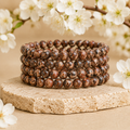 Pulsera de jaspe de piel de leopardo 4MM, 6MM, 8MM, 10MM, 12MM Una pulsera de cuentas redondas, pulsera de piedras preciosas Piedras curativas