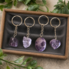 Lepidolite Key Chain, Gemstone Keychain Crystal Key Ring (Joy and Relaxation)