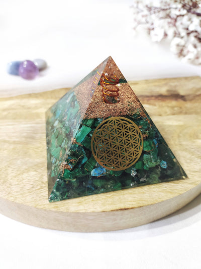 Malachite Pyramid | Orgone Pyramid | Crystal Energy Pyramid