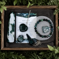 Juego de regalo de cristal de ágata musgo para apoyo y protección emocional, piedras preciosas pulidas reales.