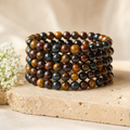 Pulsera de ojo de tigre múltiple 6MM, 8MM, 10MM, 12MM Una pulsera de cuentas redondas, pulsera de piedras preciosas Piedras curativas