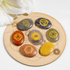 Juego de piedras de palma de 7 chakras, piedras preciosas de bolsillo ovaladas pulidas naturales en caja de madera de tablero de rejilla de cristal, kit de curación para principiantes, regalo para él y ella