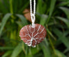 Red Aventurine Heart Silver Wire Wrapped Pendant, Crystal Heart Silver Wrapped Pendant ~ Heart Gemstone Pendant.