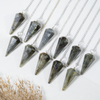 Pendule hexagone à facettes en labradorite, pendule en cristal