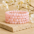 Pulsera de ópalo rosa 8MM Una pulsera de cuentas redondas, pulsera de piedras preciosas Piedras curativas