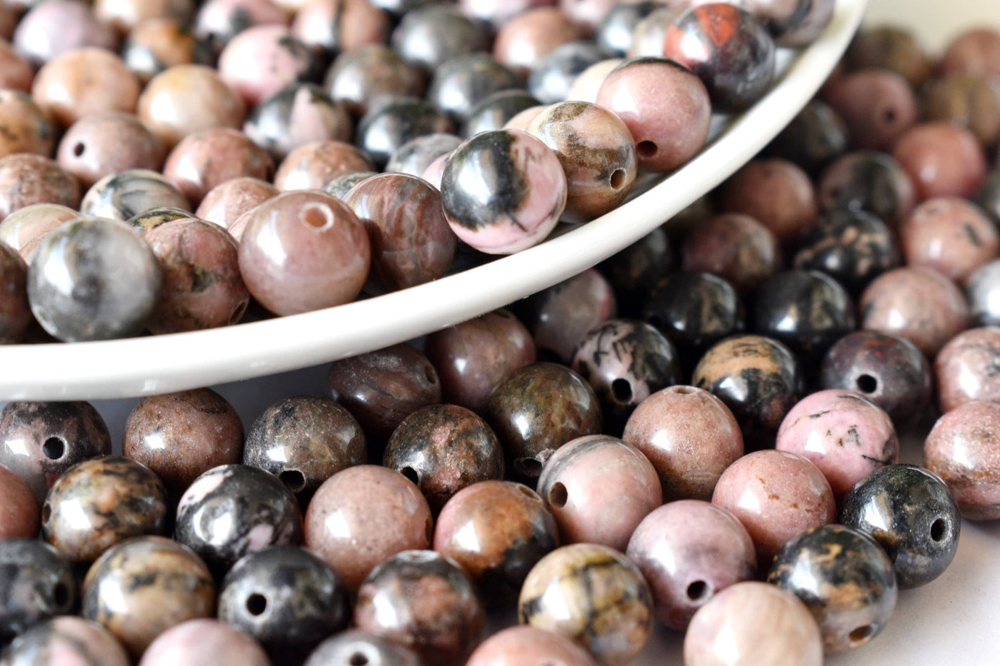 Rhodonite Beads, Natural Round Crystal Beads 4mm to 12mm