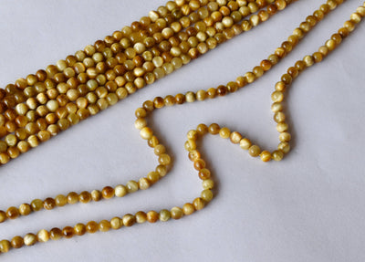 Tiger Cats Eye Yellow Heated Beads, Natural Round Crystal Beads 4mm to 12mm