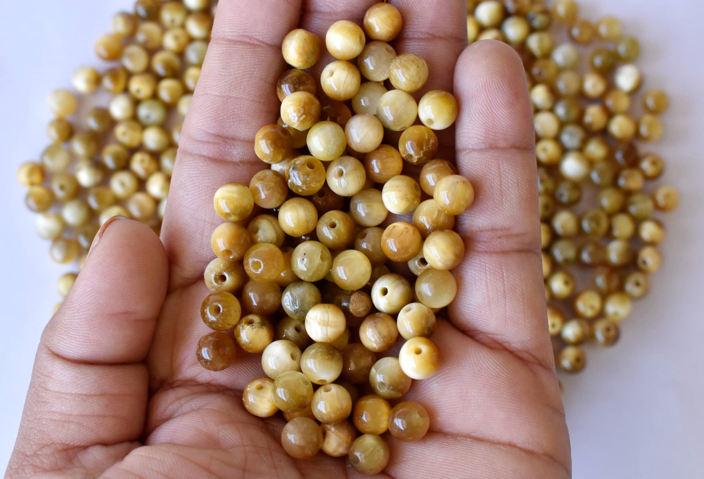 Tiger Cats Eye Yellow Heated Beads, Natural Round Crystal Beads 4mm to 12mm