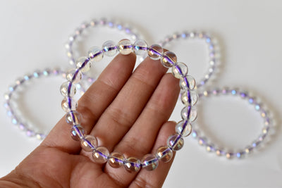 Aura Quartz Rainbow Moonstone Bracelet (Compassion and Patience)