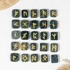 Conjuntos de runas de hematites con bolsa de terciopelo negro y tarjeta de runas, conjunto de runas Futhrak del élder