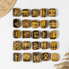 Juegos de runas de ojo de tigre con bolsa de terciopelo negro y tarjeta de runas, juego de runas Futhrak del anciano