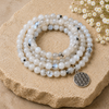 Rainbow Moonstone Beads Mala Bracelet, 108 Prayer Beads Necklace (Creativity and Compassion)