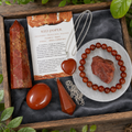 Juego de regalo de cristal de jaspe rojo para apoyo y protección emocional, piedras preciosas pulidas reales.