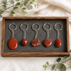 Red Jasper Key Chain, Gemstone Keychain Crystal Key Ring (Generosity and Balance)