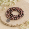 Rhodonite Beads Mala Bracelet, 108 Prayer Beads Necklace (Balances yin-yang and Compassion)