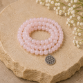 Rose Quartz Beads Mala Bracelet, 108 Prayer Beads Necklace (Love and Inner Peace)