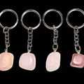 Rose Quartz Key Chain, Gemstone Keychain Crystal Key Ring (Creativity and Empathy)