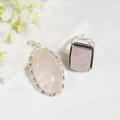 Natural  Rose Quartz Gemstone Jewelry Combo Set for Women | Ring & Pendant