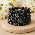 Pulseras de viruta de obsidiana de copo de nieve natural, pulseras de viruta de piedras preciosas de cristal sueltas ~ pulsera de viruta curativa