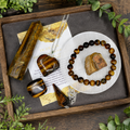 Juego de regalo de cristal de ojo de tigre para apoyo y protección emocional, piedras preciosas pulidas reales.