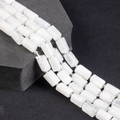 White Rainbow Moonstone Gemstone Pipe Bead, Crystal Healing Tube Beads.