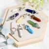 Colgantes de piedras preciosas de doble punta con cadena, collar con colgante de lápiz de puntas de cristal de terminación doble pulida, dijes de piedras preciosas naturales a granel