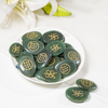 Piedras planas de jade verde pulido, cristales ovalados naturales con símbolo Zibu, piedras preciosas para atraer riqueza