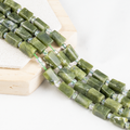 Green Jade Gemstone Pipe Bead, Crystal Healing Tube Beads.
