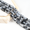 Snowflkae Obsidian  Gemstone Pipe Bead, Crystal Healing Tube Beads.