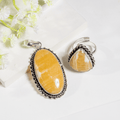 Natural Yellow Aventurine Gemstone Jewelry Combo Set for Women | Ring & Pendant