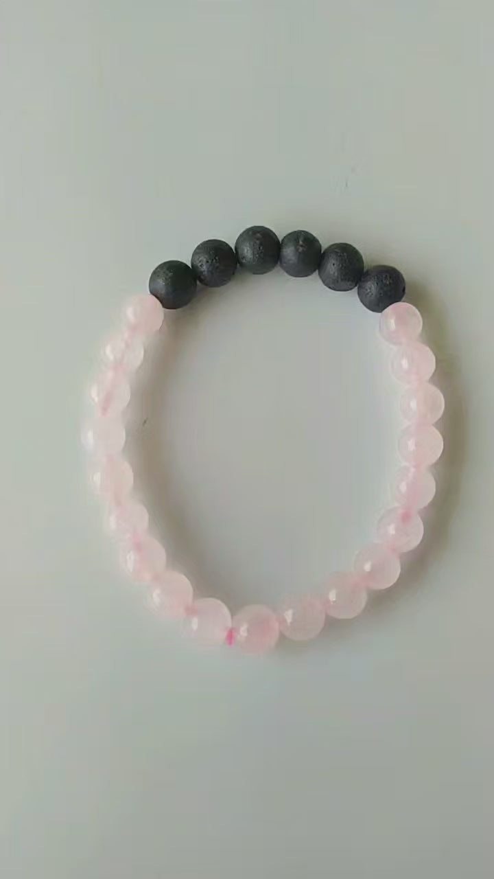 Rose Quartz Diffuser Bracelet, Lava Diffuser Jewelry, Aromatherapy, Essential Oil Bracelet, Spiritual Gift, Yoga Gift for Her