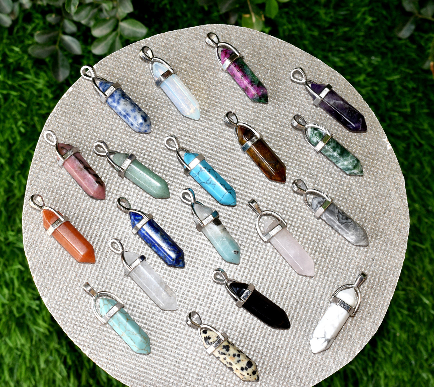 Polished Double Terminated Crystal Points Pencil Pendant Necklace