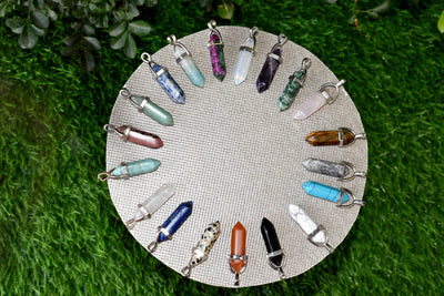 Polished Double Terminated Crystal Points Pencil Pendant Necklace