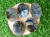 Piedra plana de labradorita, piedras de palma planas ovaladas pulidas