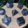 Ensemble géométrique sacré de solides platoniques d'hématite de 7 pièces, ensemble de géométrie de cristal
