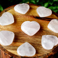 Cristal de corazón de cuarzo rosa, Mini corazón de cristal de bolsillo de 1 pulgada hinchado