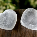 1.5" Selenite Puffy Heart Crystal, Natural Polished Small Pocket palm stone.