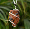 Mahogany Obsidian Raw Gemstone Pendant, Wire Wrapped Crystal Stone Pendant