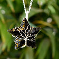 Black Obsidian Star Wire Wrapped Pendants, Silver Necklace with Chain