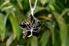 Colgantes envueltos en alambre de estrella de obsidiana negra, piedra preciosa de cristal envuelta en estrella ~ collar de plata con cadena,