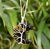 Black Obsidian Moon Silver Wire Wrapped Pendant, Crystal Moon Pendant