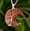 Red Sandstone Moon Silver Wire Wrapped Pendant, Crystal Moon Pendant