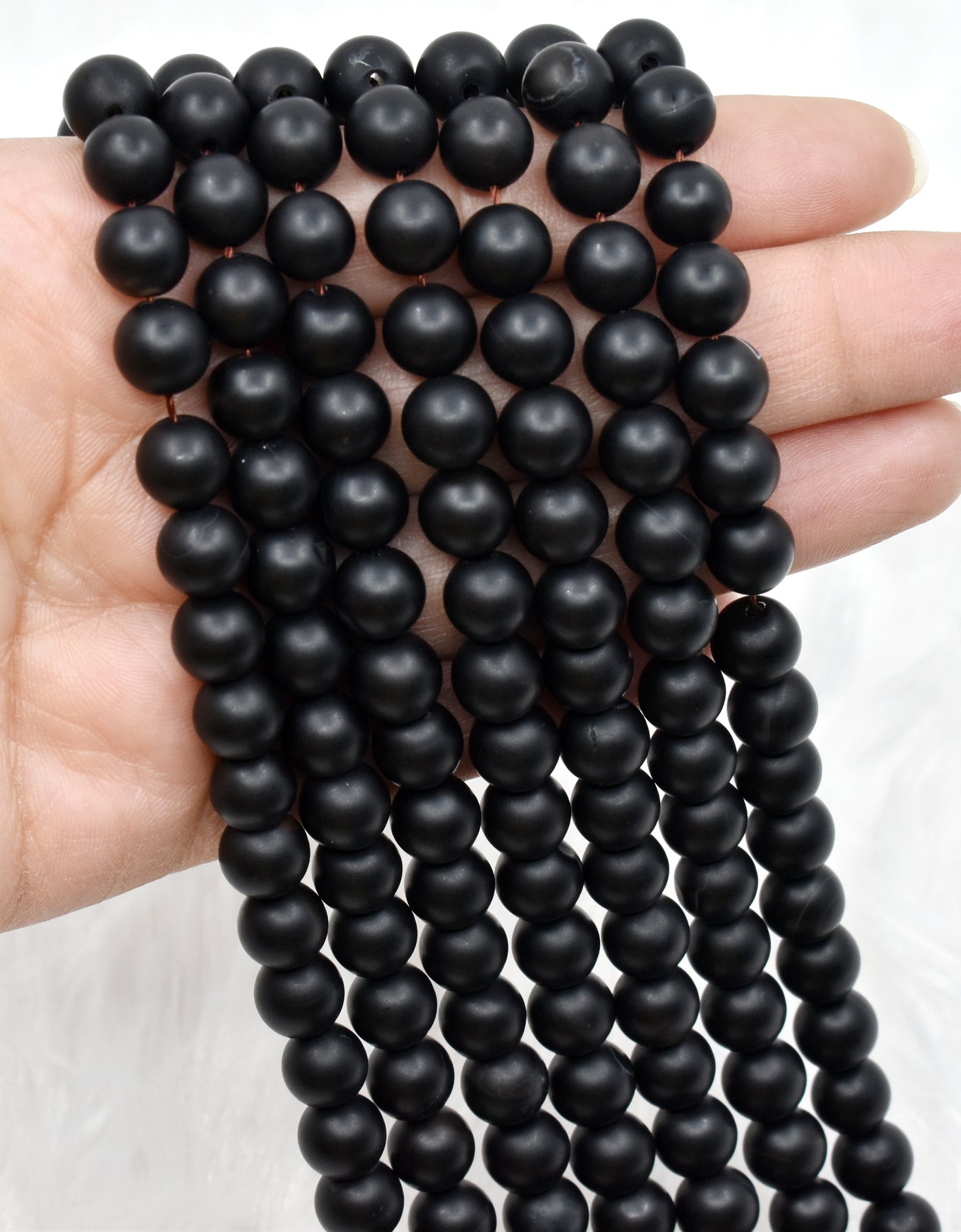 Matt Black Onyx Beads, Natural Round Crystal Beads 6mm to 10mm